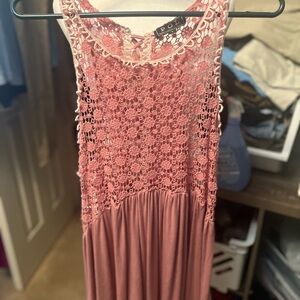 Boho style Pink Lace Women's tunic top